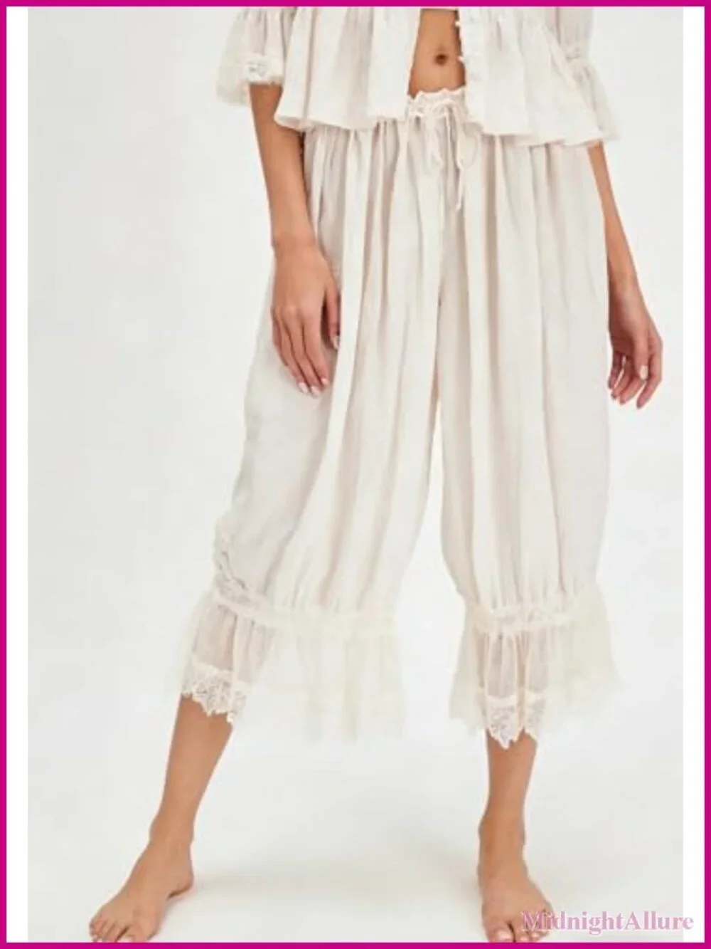 Lace Trim Bloomer Pants Women Y2K Ruffle Pantaloons Pettipants